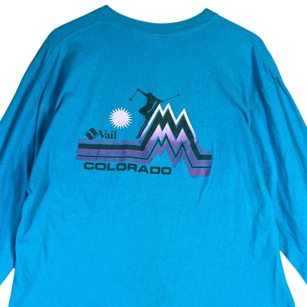 Vintage Mountain Tees Vail Beaver Creek Colorado Long Sleeve Ski Shirt XL USA